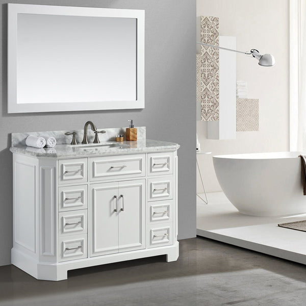 Eviva Glory 48" Bathroom Vanity with Carrara Marble Counter-top and Porcelain Sink - Luxe Bathroom Vanities Luxury Bathroom Fixtures Bathroom Furniture