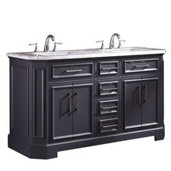 Eviva Glory 60" Bathroom Vanity with Carrara Marble Counter-top and Porcelain Sink - Luxe Bathroom Vanities Luxury Bathroom Fixtures Bathroom Furniture