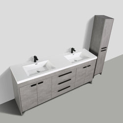 Eviva Lugano 84" Oak Modern Bathroom Vanity with White Integrated Acrylic Double Sink - Luxe Bathroom Vanities Luxury Bathroom Fixtures Bathroom Furniture
