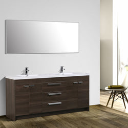 Eviva Lugano 84" Oak Modern Bathroom Vanity with White Integrated Acrylic Double Sink - Luxe Bathroom Vanities Luxury Bathroom Fixtures Bathroom Furniture