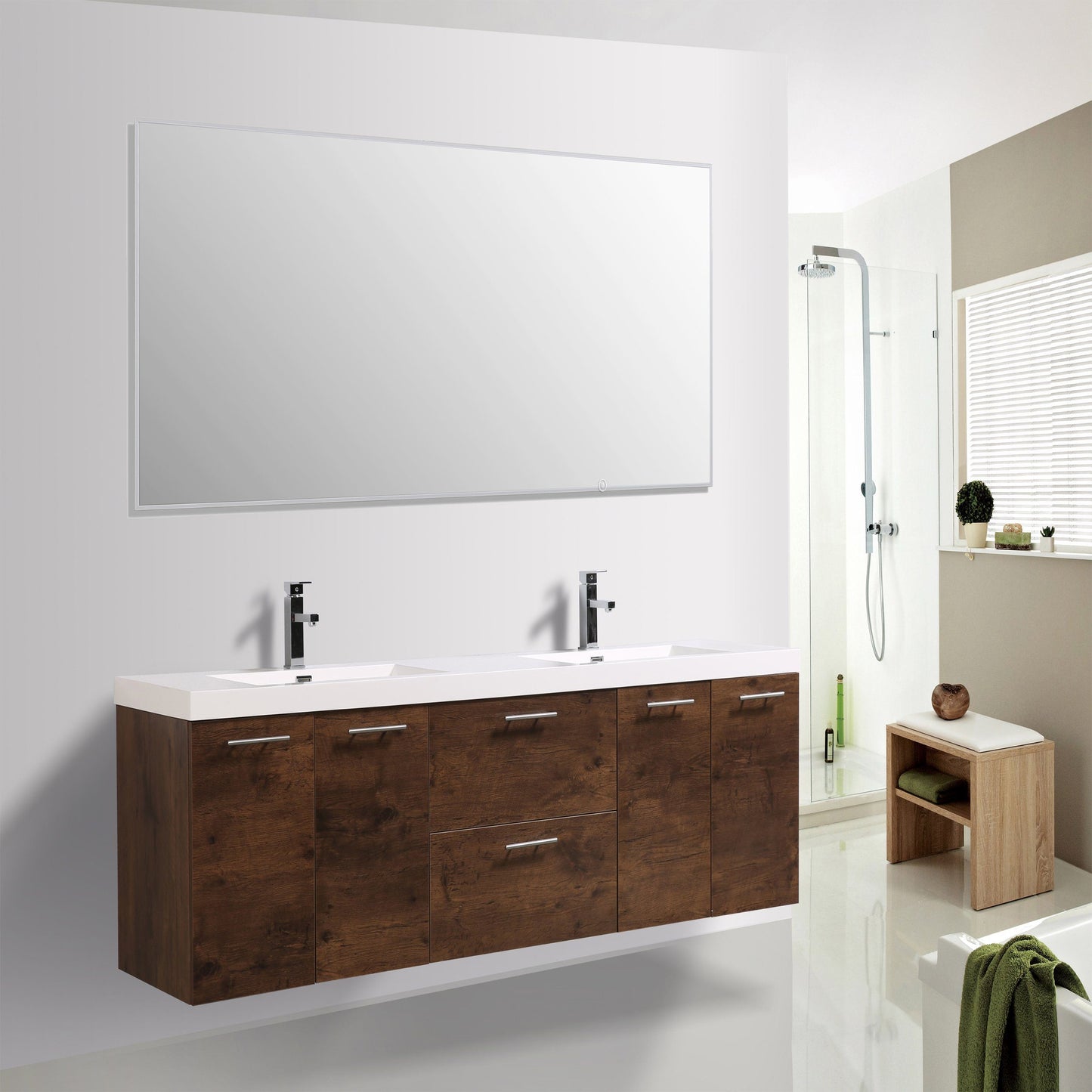 Eviva Luxury 84 inch Bathroom Vanity with Integrated Acrylic Sinks - Luxe Bathroom Vanities Luxury Bathroom Fixtures Bathroom Furniture