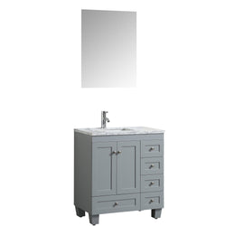 Eviva Happy  30" x 18" Transitional Bathroom Vanity with white carrara marble counter-top - Luxe Bathroom Vanities Luxury Bathroom Fixtures Bathroom Furniture