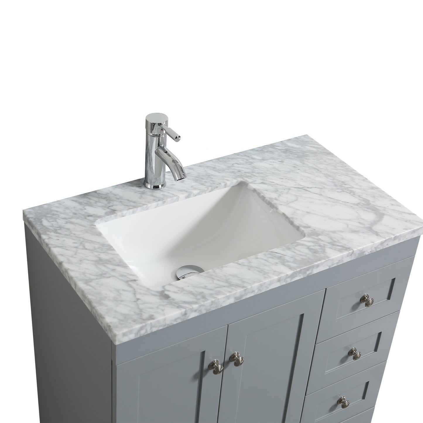 Eviva Happy  30" x 18" Transitional Bathroom Vanity with white carrara marble counter-top - Luxe Bathroom Vanities Luxury Bathroom Fixtures Bathroom Furniture