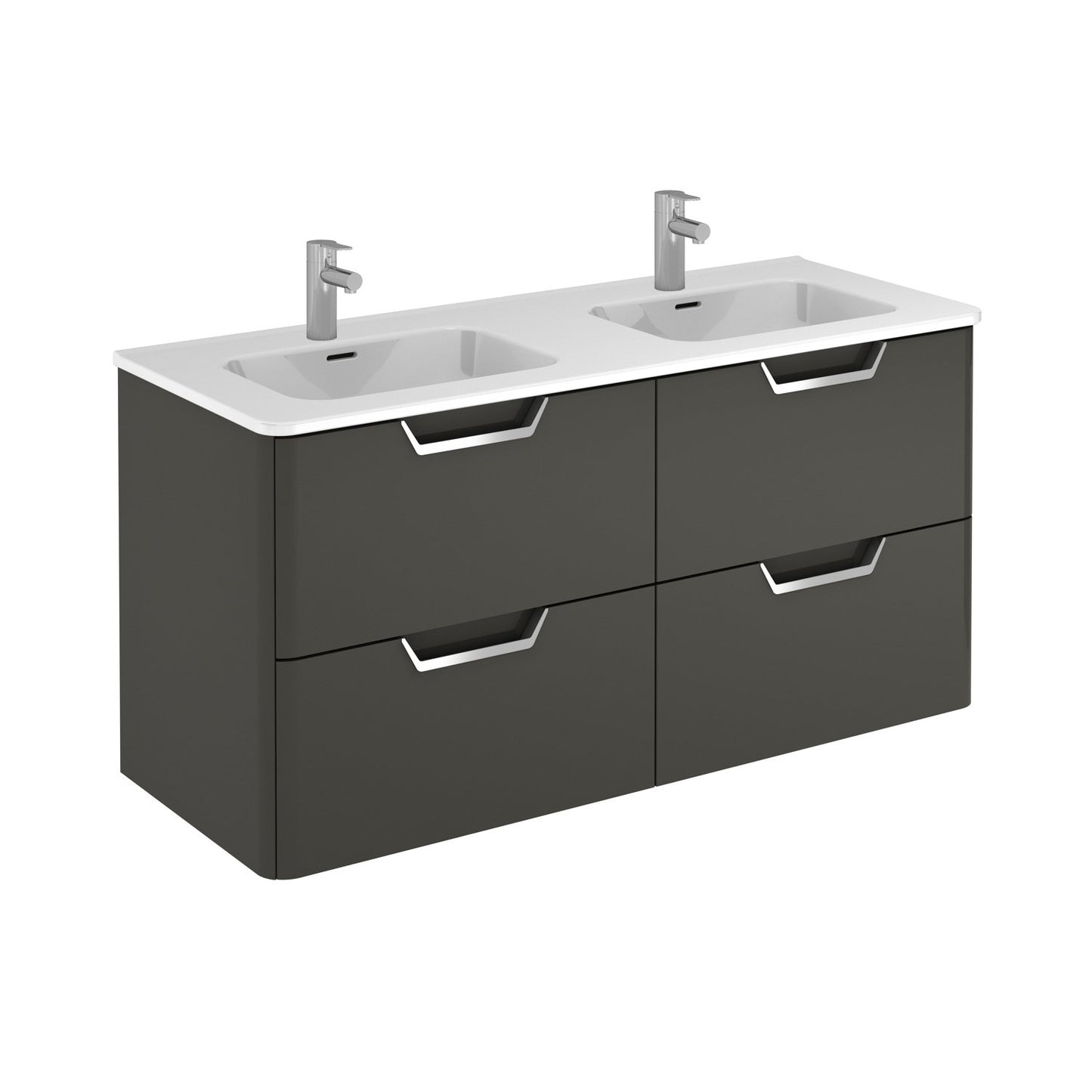 Eviva Hayat 48 Inch Wall-mount Bathroom Vanity in Grey with Double Porcelain Sinks - Luxe Bathroom Vanities Luxury Bathroom Fixtures Bathroom Furniture