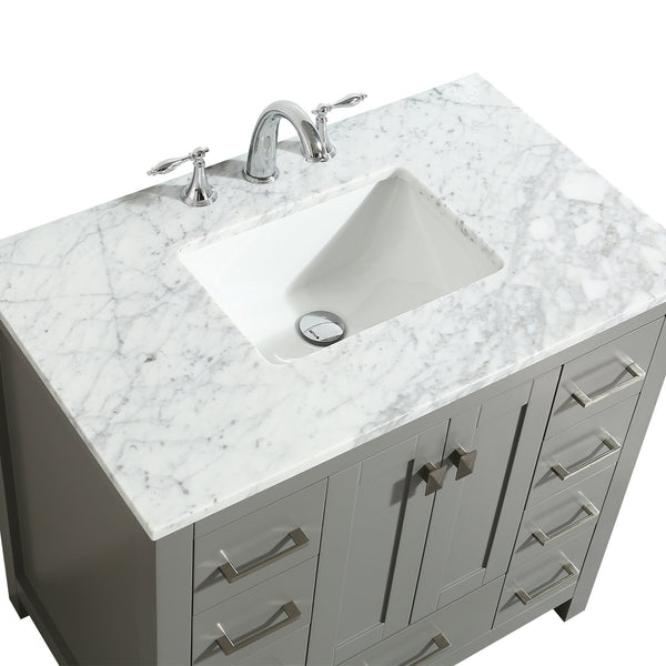 Eviva Hampton 36 in. Transitional Bathroom Vanity with White Carrara Countertop and White Undermount  Porcelain Sink - Luxe Bathroom Vanities Luxury Bathroom Fixtures Bathroom Furniture