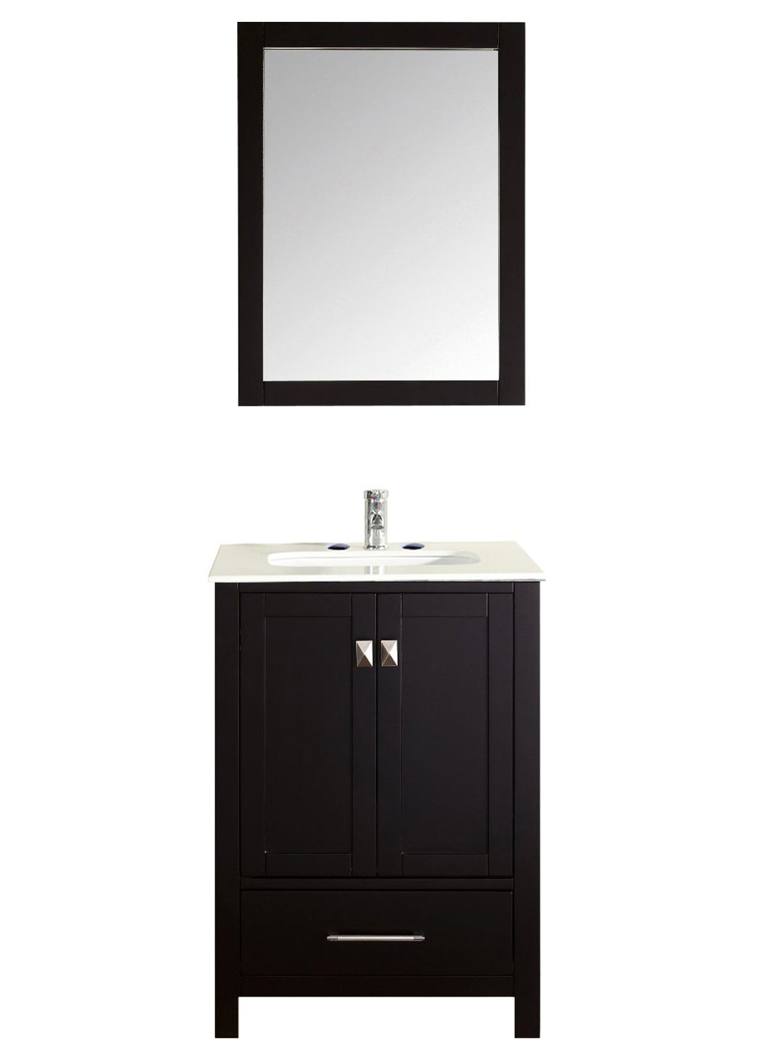 Eviva Aberdeen 24" Transitional Bathroom Vanity with White Carrera Countertop - Luxe Bathroom Vanities Luxury Bathroom Fixtures Bathroom Furniture