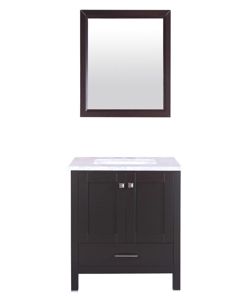 Eviva Aberdeen 30" Transitional Bathroom Vanity with White Carrera Countertop - Luxe Bathroom Vanities Luxury Bathroom Fixtures Bathroom Furniture