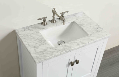 Eviva Aberdeen 30" Transitional Bathroom Vanity with White Carrera Countertop - Luxe Bathroom Vanities Luxury Bathroom Fixtures Bathroom Furniture