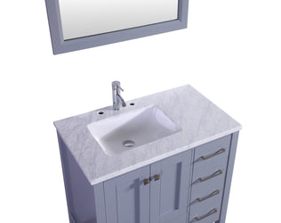 Eviva Aberdeen 36" Transitional Bathroom Vanity with White Carrera Countertop - Luxe Bathroom Vanities Luxury Bathroom Fixtures Bathroom Furniture