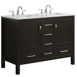 Eviva Aberdeen 48" Transitional Bathroom Vanity with White Carrara Countertop and double Sinks - Luxe Bathroom Vanities Luxury Bathroom Fixtures Bathroom Furniture