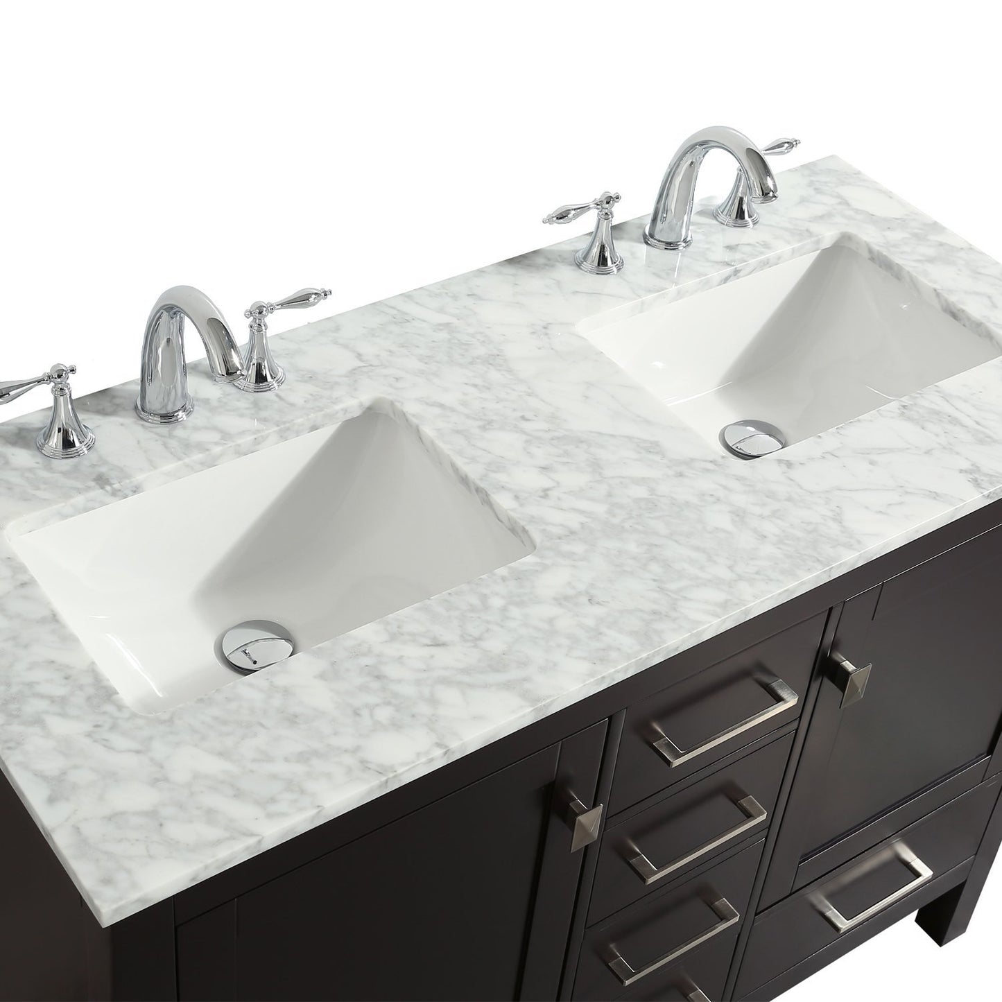 Eviva Aberdeen 48" Transitional Bathroom Vanity with White Carrara Countertop and double Sinks - Luxe Bathroom Vanities Luxury Bathroom Fixtures Bathroom Furniture