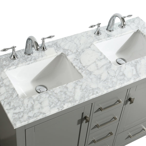 Eviva Aberdeen 48" Transitional Bathroom Vanity with White Carrara Countertop and double Sinks - Luxe Bathroom Vanities Luxury Bathroom Fixtures Bathroom Furniture