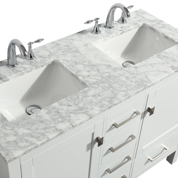 Eviva Aberdeen 48" Transitional Bathroom Vanity with White Carrara Countertop and double Sinks - Luxe Bathroom Vanities Luxury Bathroom Fixtures Bathroom Furniture