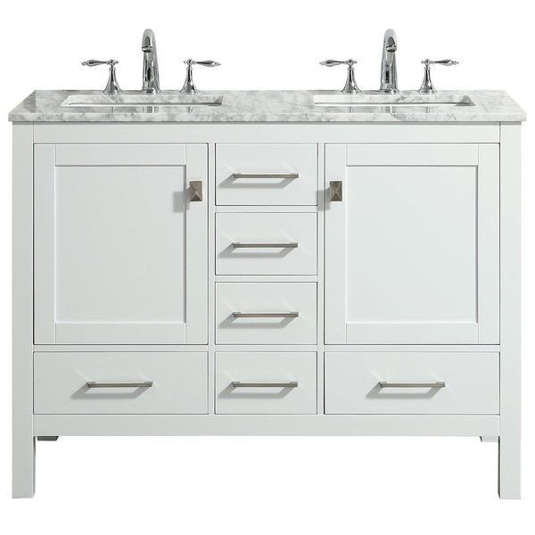 Eviva Aberdeen 48" Transitional Bathroom Vanity with White Carrara Countertop and double Sinks - Luxe Bathroom Vanities Luxury Bathroom Fixtures Bathroom Furniture