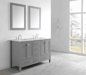 Eviva Aberdeen 60" Transitional Bathroom Vanity with White Carrera Countertop - Luxe Bathroom Vanities Luxury Bathroom Fixtures Bathroom Furniture