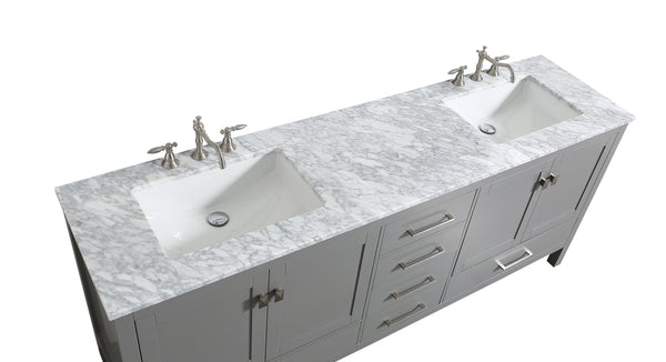 Eviva Aberdeen 84? Transitional Bathroom Vanity with White Carrera Countertop - Luxe Bathroom Vanities Luxury Bathroom Fixtures Bathroom Furniture