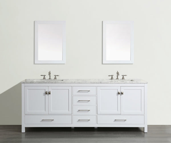 Eviva Aberdeen 84? Transitional Bathroom Vanity with White Carrera Countertop - Luxe Bathroom Vanities Luxury Bathroom Fixtures Bathroom Furniture