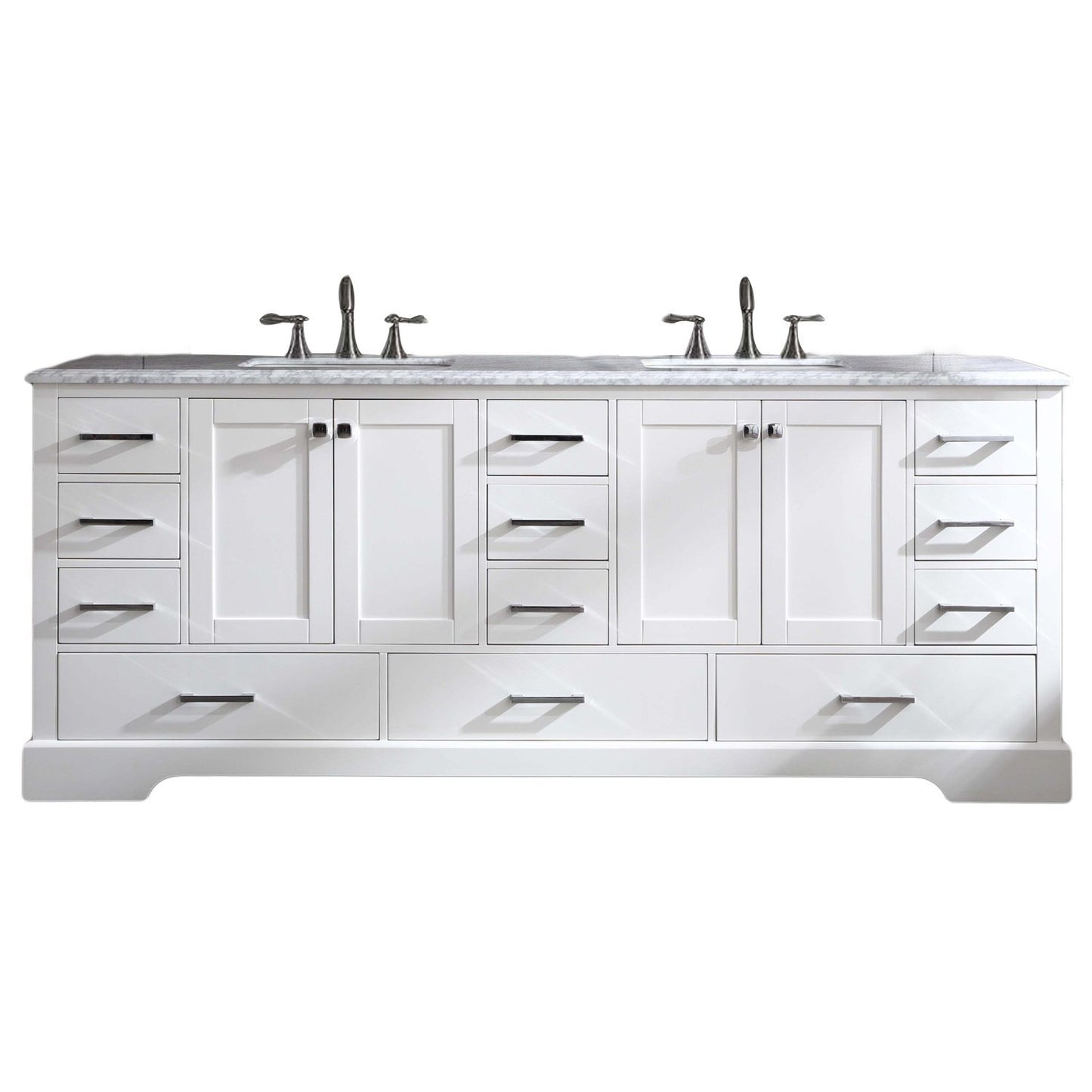 Eviva Storehouse 84 Inch Bathroom Vanity with Laxurious White Carrera Counter-top - Luxe Bathroom Vanities Luxury Bathroom Fixtures Bathroom Furniture