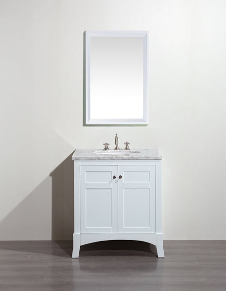 Eviva New York 30" Bathroom Vanity, with White Marble Carrera Counter-top, & Sink - Luxe Bathroom Vanities Luxury Bathroom Fixtures Bathroom Furniture