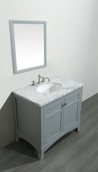 Eviva New York 36" Bathroom Vanity, with White Marble Carrera Counter-top, & Sink - Luxe Bathroom Vanities Luxury Bathroom Fixtures Bathroom Furniture