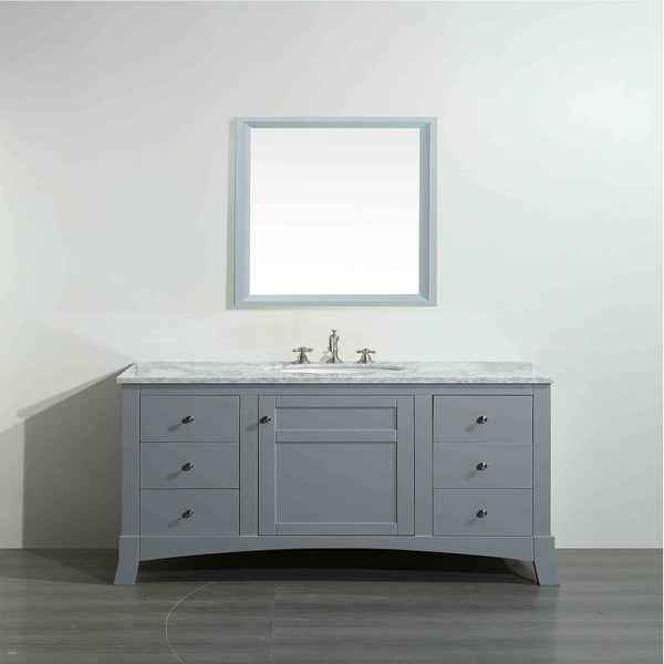 Eviva New York 42" Bathroom Vanity, with White Marble Carrera Counter-top, & Sink - Luxe Bathroom Vanities Luxury Bathroom Fixtures Bathroom Furniture