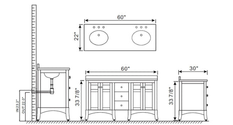 Eviva New York 60" Bathroom Vanity, with White Marble Carrera Counter-top, & Sink - Luxe Bathroom Vanities Luxury Bathroom Fixtures Bathroom Furniture