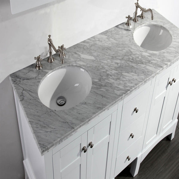 Eviva New York 60" Bathroom Vanity, with White Marble Carrera Counter-top, & Sink - Luxe Bathroom Vanities Luxury Bathroom Fixtures Bathroom Furniture