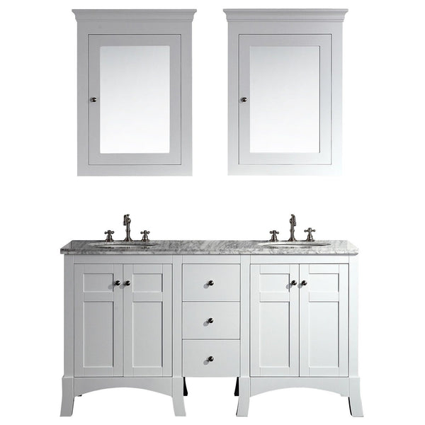 Eviva New York 60" Bathroom Vanity, with White Marble Carrera Counter-top, & Sink - Luxe Bathroom Vanities Luxury Bathroom Fixtures Bathroom Furniture