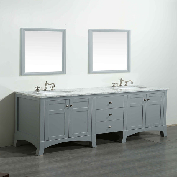 Eviva New York 72" Bathroom Vanity, with White Marble Carrera Counter-top, & Sink - Luxe Bathroom Vanities Luxury Bathroom Fixtures Bathroom Furniture