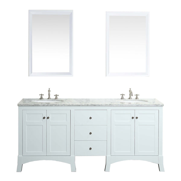 Eviva New York 72" Bathroom Vanity, with White Marble Carrera Counter-top, & Sink - Luxe Bathroom Vanities Luxury Bathroom Fixtures Bathroom Furniture
