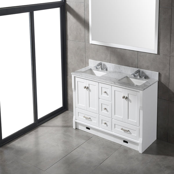 Eviva Booster 60 in. Double Sink Vanity with White Carrara Marble Countertop - Luxe Bathroom Vanities Luxury Bathroom Fixtures Bathroom Furniture