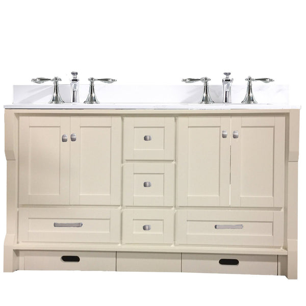 Eviva Booster 72 in. Double Sink Vanity in White with White Carrara Marble Countertop - Luxe Bathroom Vanities Luxury Bathroom Fixtures Bathroom Furniture