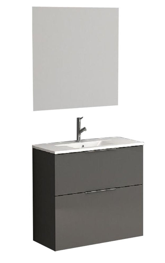 Eviva Galsaky 24" Grey Modern Bathroom Vanity Wall Mount with White Integrated Porcelain Sink - Luxe Bathroom Vanities Luxury Bathroom Fixtures Bathroom Furniture