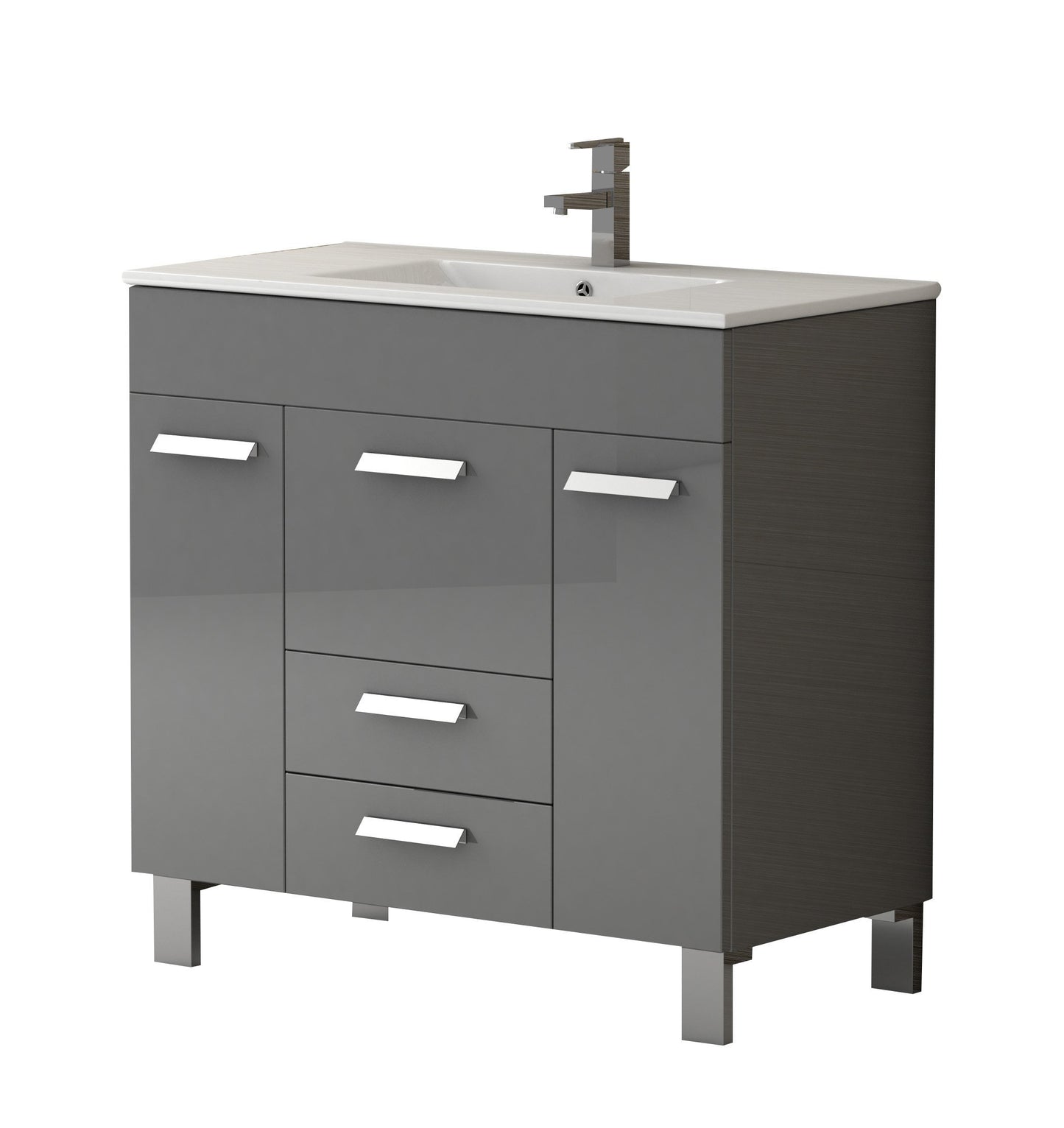 Eviva Venus 36" Modern Bathroom Vanity with White Integrated Porcelain Sink - Luxe Bathroom Vanities Luxury Bathroom Fixtures Bathroom Furniture