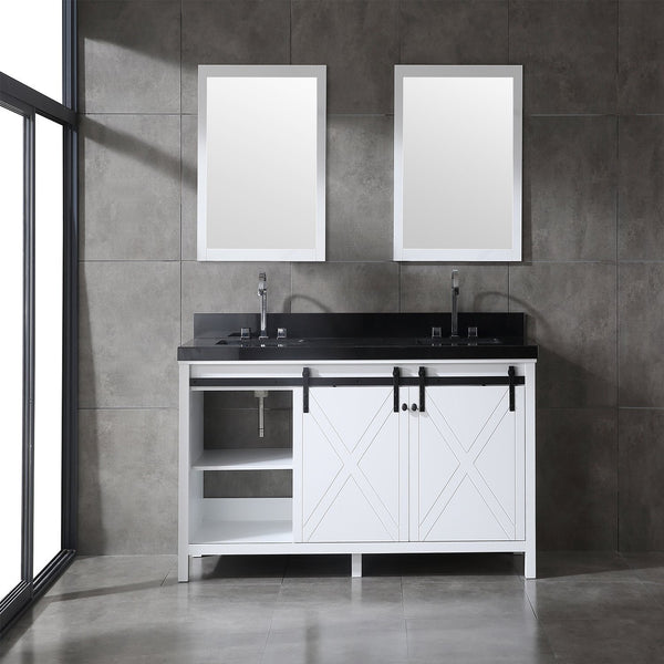 Eviva Dallas 72 in. White Bathroom Vanity with Absolute Black Granite Countertop - Luxe Bathroom Vanities Luxury Bathroom Fixtures Bathroom Furniture