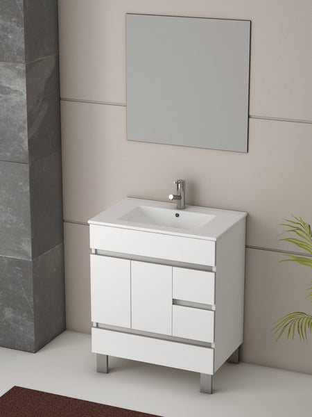 Eviva Piscis 32" Vanity White Bathroom Vanity with White Integrated Porcelain Sink - Luxe Bathroom Vanities Luxury Bathroom Fixtures Bathroom Furniture