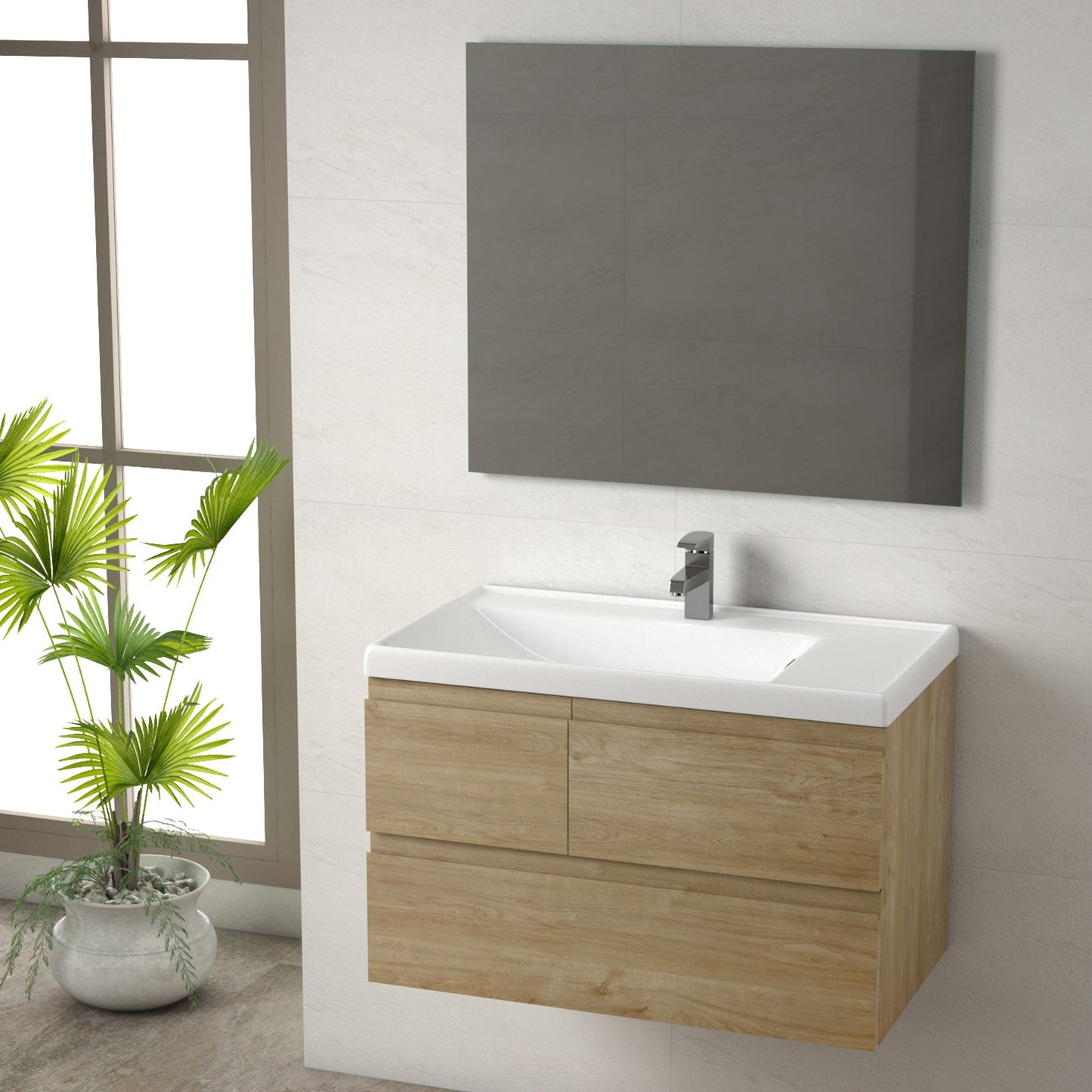 Eviva Roxy 32” Natural Oak Vanity with Porcelain sink - Luxe Bathroom Vanities Luxury Bathroom Fixtures Bathroom Furniture