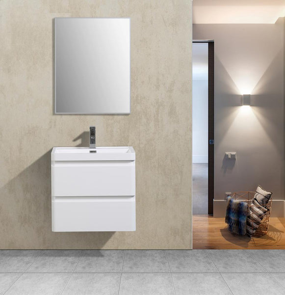 Eviva Glazzy 24" Wall Mount Modern Bathroom Vanity (High Glossy White) - Luxe Bathroom Vanities Luxury Bathroom Fixtures Bathroom Furniture