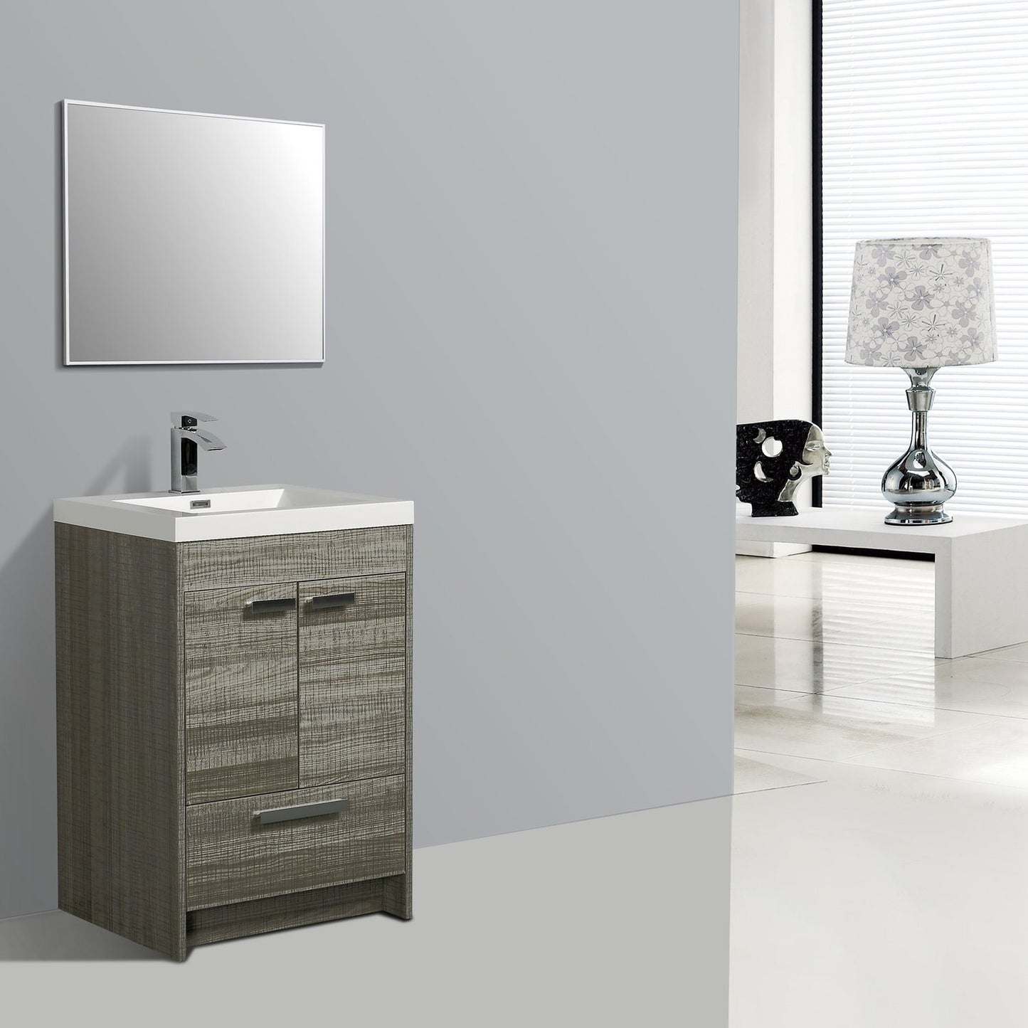 Eviva Lugano 24" Modern Bathroom Vanity with White Integrated Acrylic Sink - Luxe Bathroom Vanities Luxury Bathroom Fixtures Bathroom Furniture
