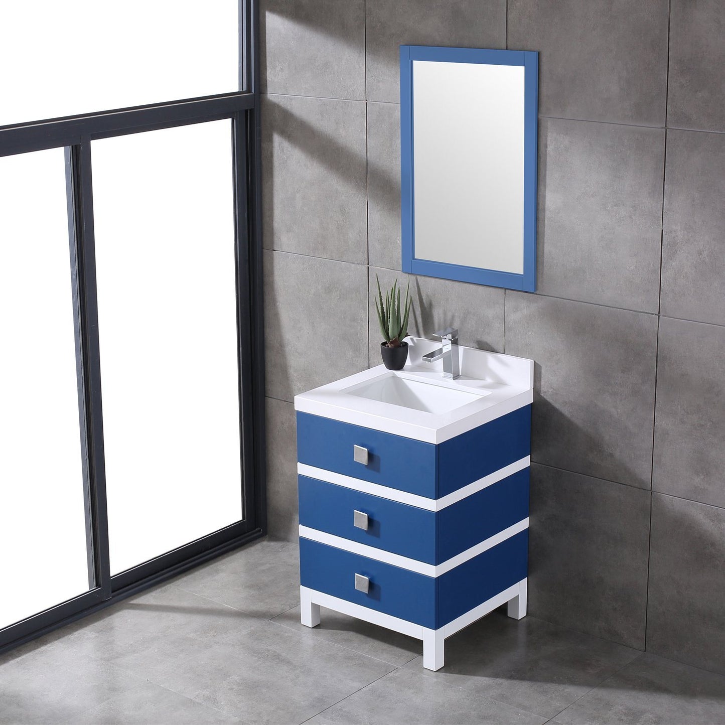 Eviva Sydney 24 Inch Bathroom Vanity with Solid Quartz Counter-top - Luxe Bathroom Vanities Luxury Bathroom Fixtures Bathroom Furniture