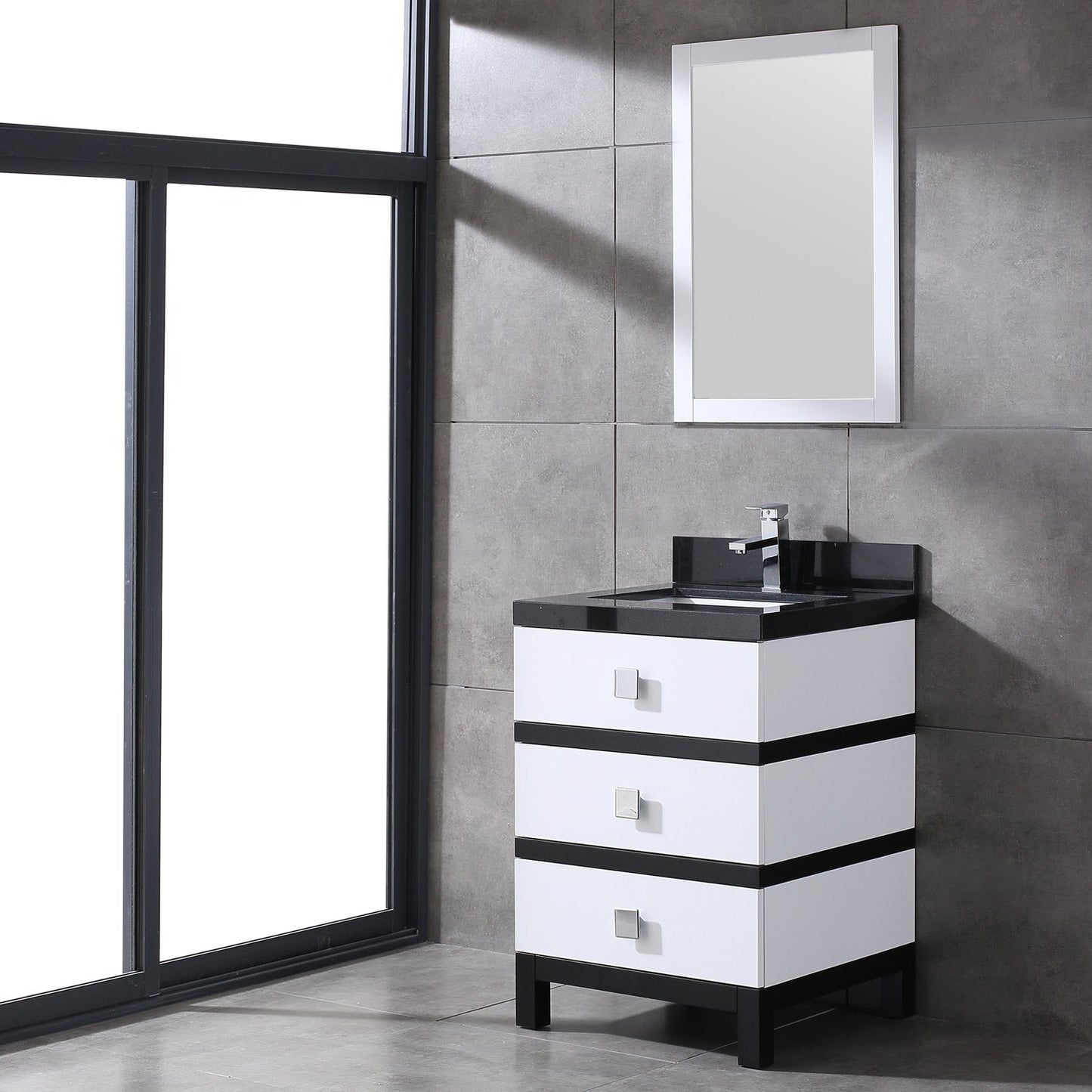 Eviva Sydney 24 Inch Bathroom Vanity with Solid Quartz Counter-top - Luxe Bathroom Vanities Luxury Bathroom Fixtures Bathroom Furniture