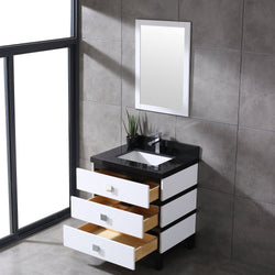 Eviva Sydney 30 Inch Bathroom Vanity with Solid Quartz Counter-top - Luxe Bathroom Vanities Luxury Bathroom Fixtures Bathroom Furniture