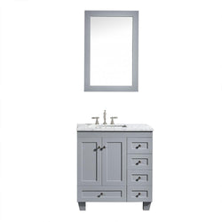 Eviva Acclaim C. 28" Transitional Bathroom Vanity with white carrera marble counter-top - Luxe Bathroom Vanities Luxury Bathroom Fixtures Bathroom Furniture