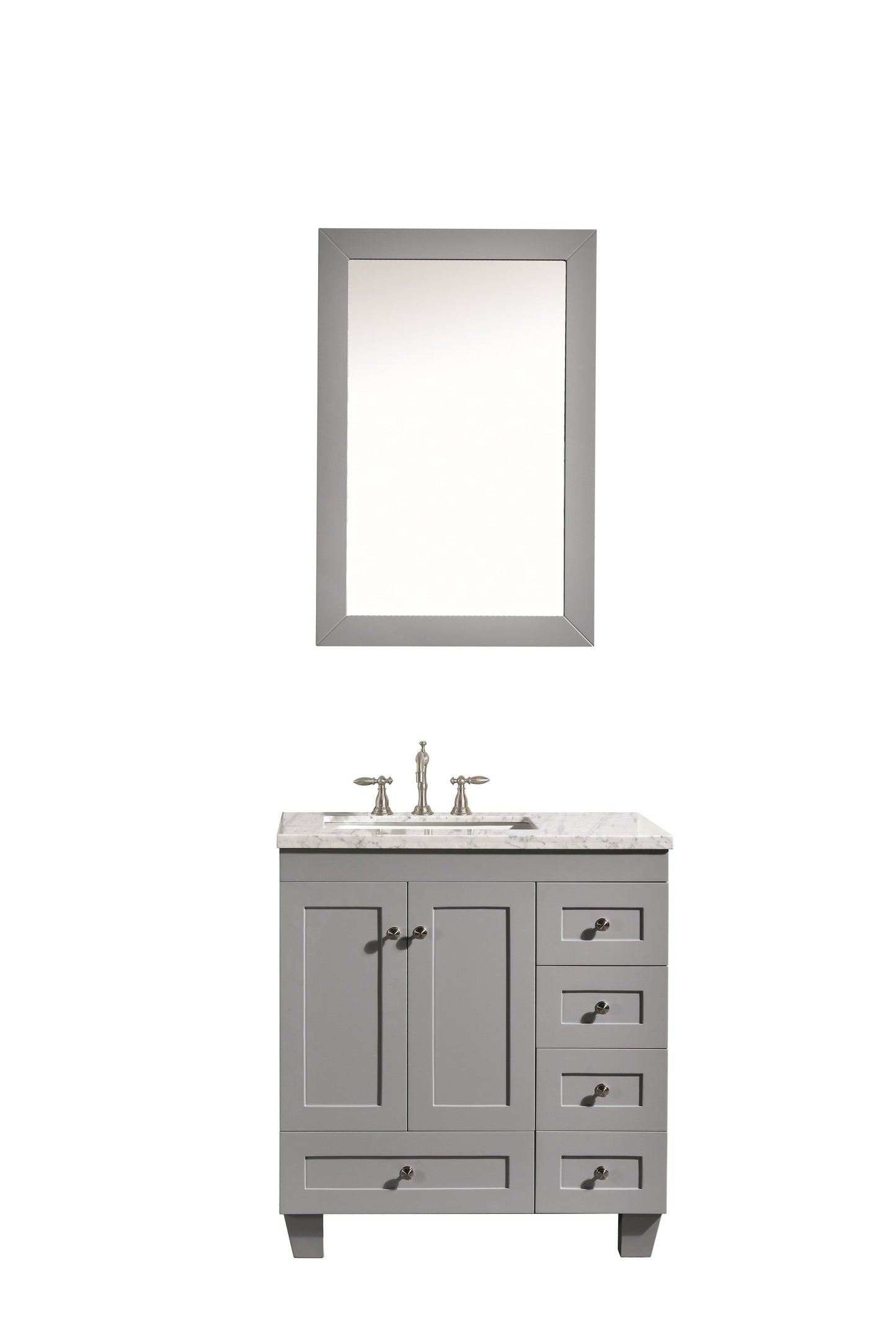 Eviva Acclaim C. 30" Transitional Espresso Bathroom Vanity with white carrera marble counter-top - Luxe Bathroom Vanities Luxury Bathroom Fixtures Bathroom Furniture