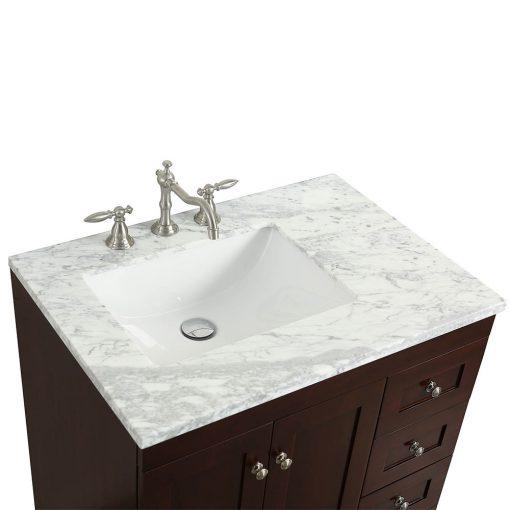Eviva Acclaim C. 30" Transitional Espresso Bathroom Vanity with white carrera marble counter-top - Luxe Bathroom Vanities Luxury Bathroom Fixtures Bathroom Furniture