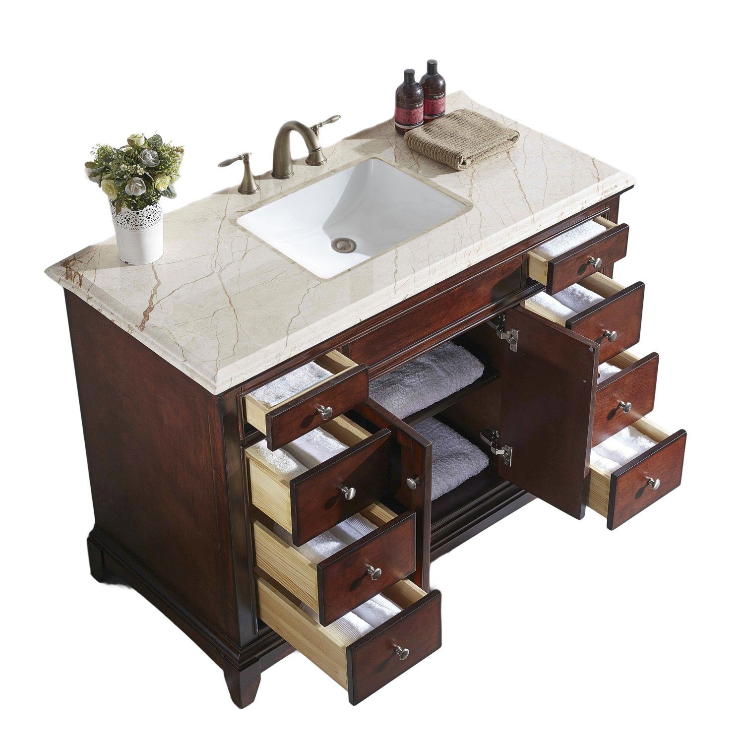 Princeton 42 Inch Bathroom Vanity With Solid Wood Black Granite