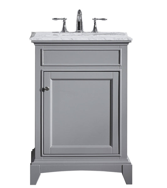 Eviva Elite Stamford 24"  Gray Solid Wood Bathroom Vanity Set with Double OG White Carrera Marble Top & White Undermount Porcelain Sink - Luxe Bathroom Vanities Luxury Bathroom Fixtures Bathroom Furniture