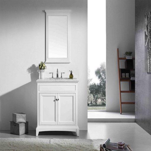Eviva Elite Princeton 42" Solid Wood Bathroom Vanity Set with Double OG White Carrera Marble Top - Luxe Bathroom Vanities Luxury Bathroom Fixtures Bathroom Furniture