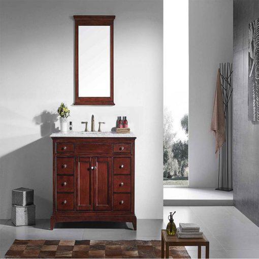 Eviva Elite Princeton 48" Teak Solid Wood Bathroom Vanity Set with Double OG Crema Marfil Marble Top - Luxe Bathroom Vanities Luxury Bathroom Fixtures Bathroom Furniture