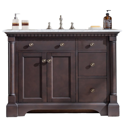Eviva Preston 37 in. Aged Chocolate Bathroom Vanity with White Carrara Marble Countertop and Undermount Sink - Luxe Bathroom Vanities Luxury Bathroom Fixtures Bathroom Furniture